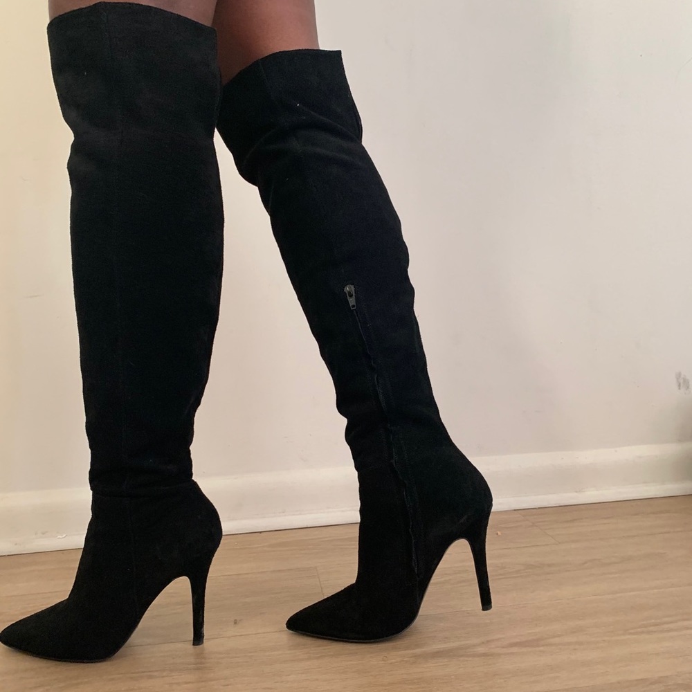 Aldo black suede Over the Knee boots